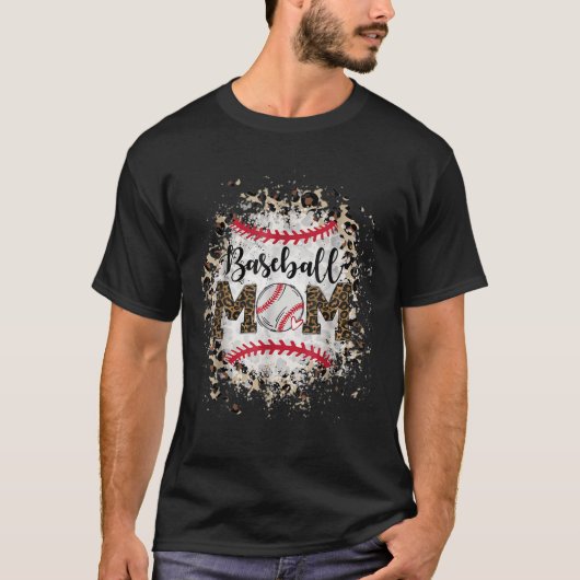 gebleicht Softball Baseball Mama Leopard T-Shirt M (Vorderseite)