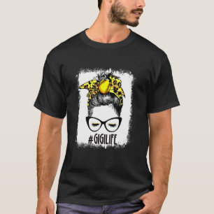 gebleicht Softball Gigi Messy Bun Game Day Mütter T-Shirt