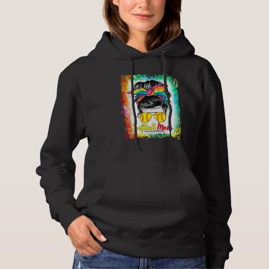 gebleicht Softball Mama Leben mit Leopard und Mess Hoodie (Vorderseite)