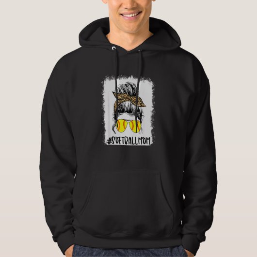 gebleicht Softball Mama Leben mit Leopard und Mess Hoodie (Vorderseite)