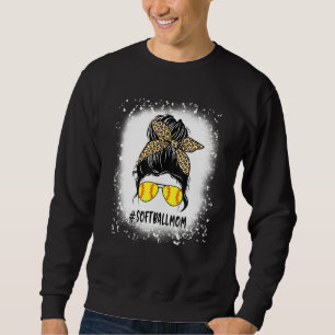 gebleicht Softball Mama Leben mit Leopard und Mess Sweatshirt