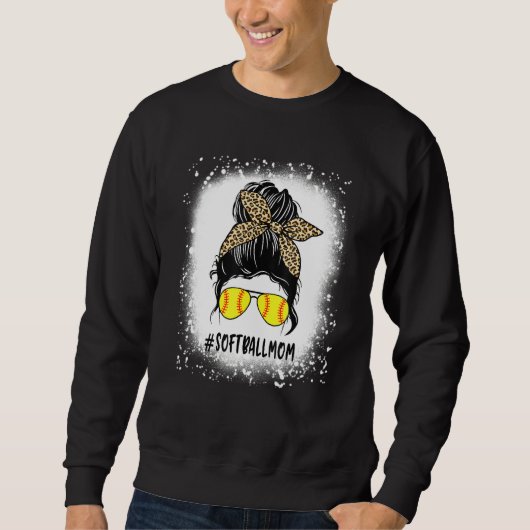 gebleicht Softball Mama Leben mit Leopard und Mess Sweatshirt (Vorderseite)