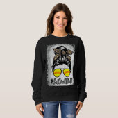 gebleicht Softball Mama Leben mit Leopard und Mess Sweatshirt (Vorne ganz)