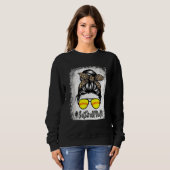 gebleicht Softball Mama Leben mit Leopard und Mess Sweatshirt (Vorne ganz)