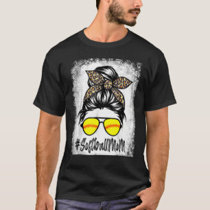 gebleicht Softball Mama Leben mit Leopard und Mess T-Shirt