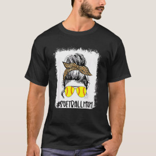 gebleicht Softball Mama Leben mit Leopard und Mess T-Shirt