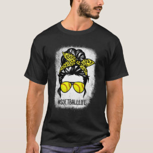 gebleicht Softball Mama Leben mit Leopard und Mess T-Shirt