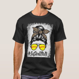 gebleicht Softball Mama Leben mit Leopard und Mess T-Shirt