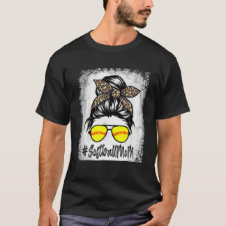gebleicht Softball Mama Leben mit Leopard und Mess T-Shirt