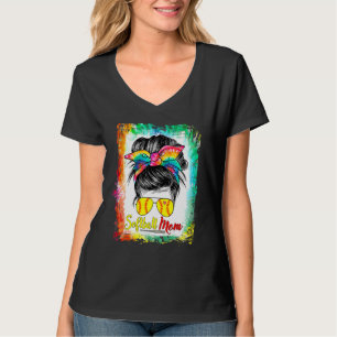 gebleicht Softball Mama Leben mit Leopard und Mess T-Shirt