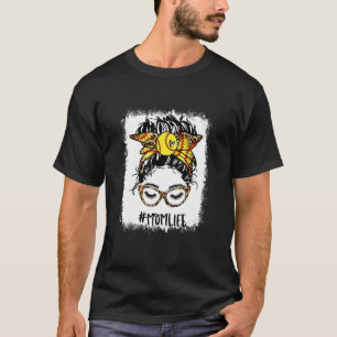 gebleicht Softball Mama Messy Bun Game Day Mütter  T-Shirt
