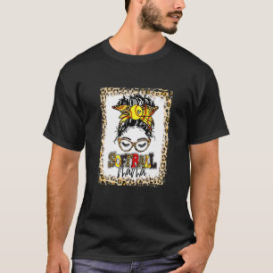 gebleicht Softball Mama Messy Bun Game Day Mütter T-Shirt