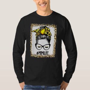 gebleicht Softball Mimi Messy Bun Game Day Mütter T-Shirt