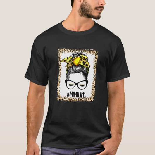 gebleicht Softball Mimi Messy Bun Game Day Mütter T-Shirt (Vorderseite)