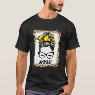 gebleicht Softball Mimi Messy Bun Game Day Mütter T-Shirt