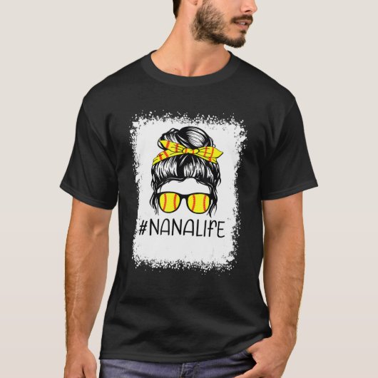 gebleicht Softball Nana Life Softball Nana Messy B T-Shirt (Vorderseite)