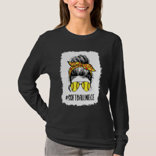 gebleicht Softball Niece Life Messy Bun Mother's D T-Shirt