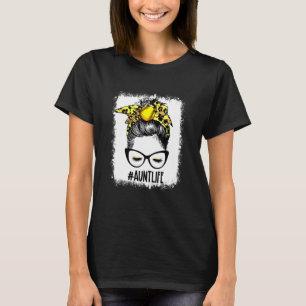 gebleicht Softball Tante Messy Bun Game Day Mütter T-Shirt