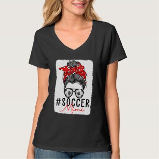 gebleicht Soocer Mimi Messy Bun Mama Life Soocer M T-Shirt