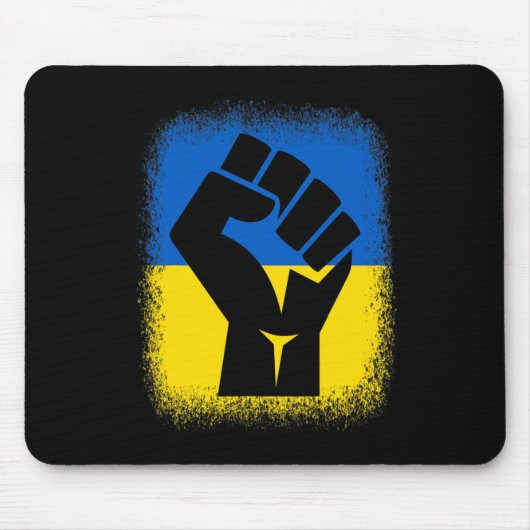 Gebleichte Hemden Faust Flagge Ich stehe mit Ukrai Mousepad (Vorne)