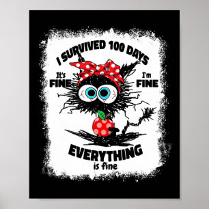 gebleichte Katze Ich überlebte 100 Tage der Schule Poster