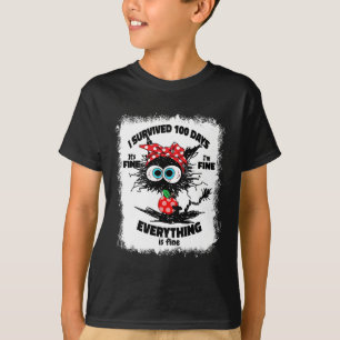 gebleichte Katze Ich überlebte 100 Tage der Schule T-Shirt