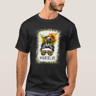 Gebleichter Sonnenblumen-Krankenschwester-Lebensst T-Shirt