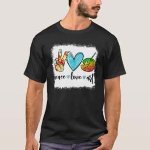 Gebleichtes Frieden Liebe Malpalette Lehrer T-Shirt
