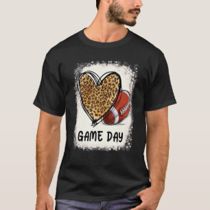 Gebleichtes Fußball-Mom-Leben Leopard-Herz am Spie T-Shirt