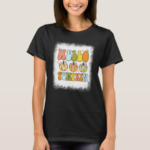 Gebleichtes Hallo Kürbis Herbstlaub Kürbis Saison T-Shirt