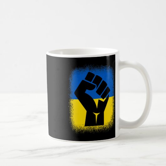 Gebleichtes Hemd Faust Flagge Ich stehe mit Ukrain Kaffeetasse (Rechts)