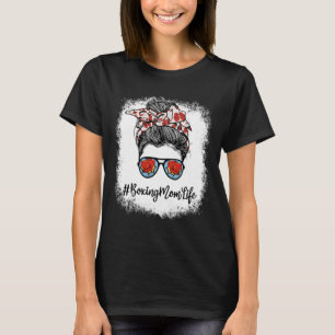Gebleichtes Leben Boxen Mom Leopard Unordentlicher T-Shirt