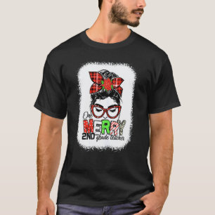Gebleichtes rotes Karo eine fröhliche Lehrerin der T-Shirt