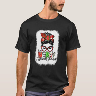 Gebleichtes rotes Karohemd Ein fröhlicher Atmungst T-Shirt