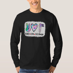 Gebleichtes Tie Dye Farbige Frieden Liebe Th Für K T-Shirt