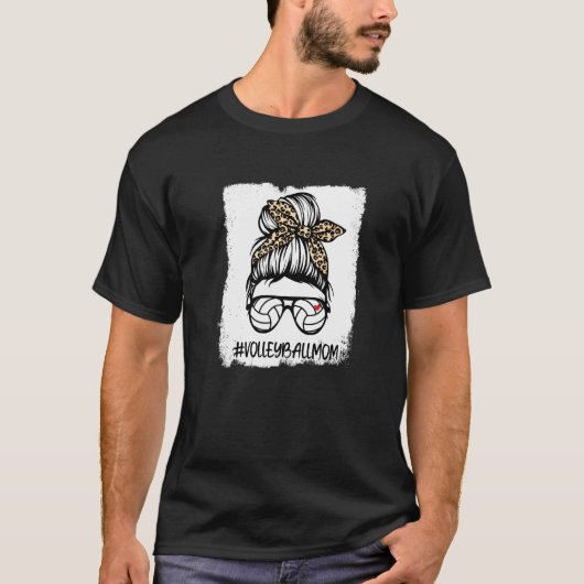Gebleichtes Volleyball-Mutter-Leben Leopard-Unorde T-Shirt (Vorderseite)