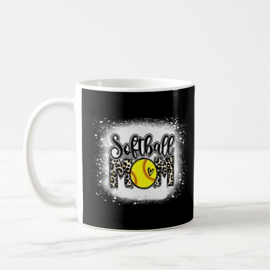 geblendete Softball Mama Leopard Print Softball Ma Kaffeetasse (Links)