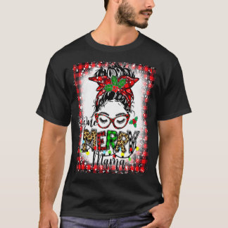 Gebluckt eine Merry Mama Messy Bun Mama Weihnachte T-Shirt