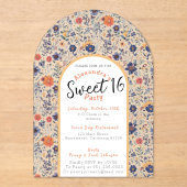 Geblüht 16 . Geburtstag-Einladung transparent Acryleinladungen (Vorderseite)