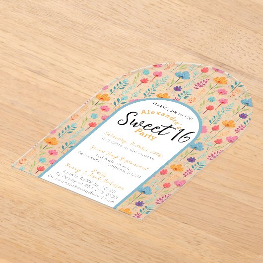 Geblüht 16 . Geburtstag-Einladung transparent Acryleinladungen (Ablage )