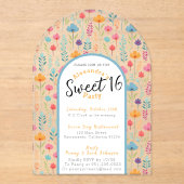 Geblüht 16 . Geburtstag-Einladung transparent Acryleinladungen (Vorderseite)