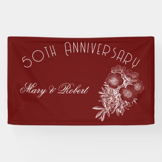 Geblüht 50-jähriges Jubiläum - bordeauxrot und wei Banner (Horizontal)