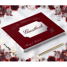 Geblüht 50-jähriges Jubiläum in Bordeaux und Weiß Gästebuch