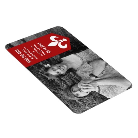 Geblüht Banner mit rotem Schick speichern im Datum Magnet (Rechte Seite)