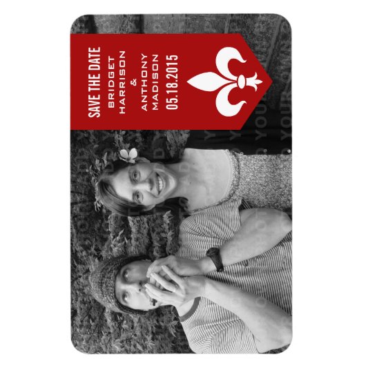 Geblüht Banner mit rotem Schick speichern im Datum Magnet (Vertikal)