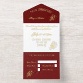 Geblüht Goldenes Jubiläum - Burgund und Gold All-in-One-Einladung (Innenseite)