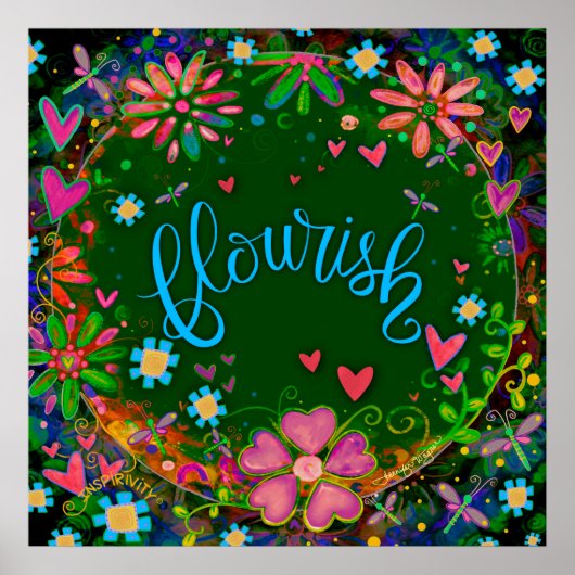 Geblüht Grün Rosa Blütenblume Hübsch Inspirierend Poster (Vorne)