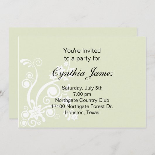 Geblüht grüne Einladung (#INV 021) (Vorne/Hinten)