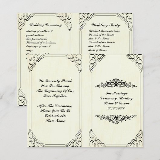 geblüht Hochzeitsprogramm (Vorne/Hinten)