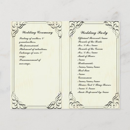 geblüht Hochzeitsprogramm (Rückseite)